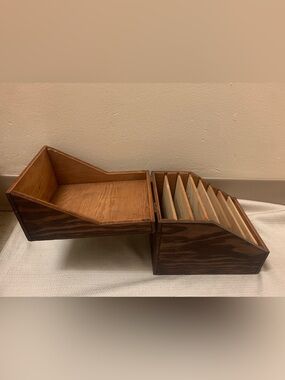 Antique Wooden Recipe/Letter Organizer Box Primitive Folk Art 8 Slots Farmhouse